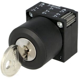 Elemento De Accionamiento Redondo Plastico De 22Mm: Cerradura Ronis Con 2 Llaves, 2 Posiciones De Maniobra O-I, Rasante No. Cerrad. Sb30, Extraccion O Con Enclavamiento Posibles Cierres Especiales Para Interruptor Llave Ronis: Sb31, 455, 421