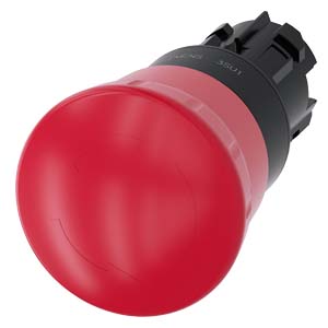Pulsador De Seta Paro Emerg., 22Mm, Redondo, Plastico, Rojo, 40Mm, Enclavamiento Forzado, Desenclavamiento Por Giro