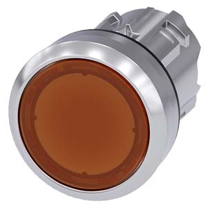 Push Boton Iluminado, Color Ambar, 22Mm Metal Brillante, Boton Flat, Momentaneo