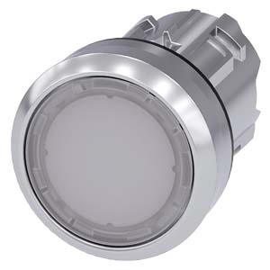 Pulsador Iluminado, 22Mm, Redondo, Metal, Brillante, Blanco, Boton, Rasante, Momentaneo