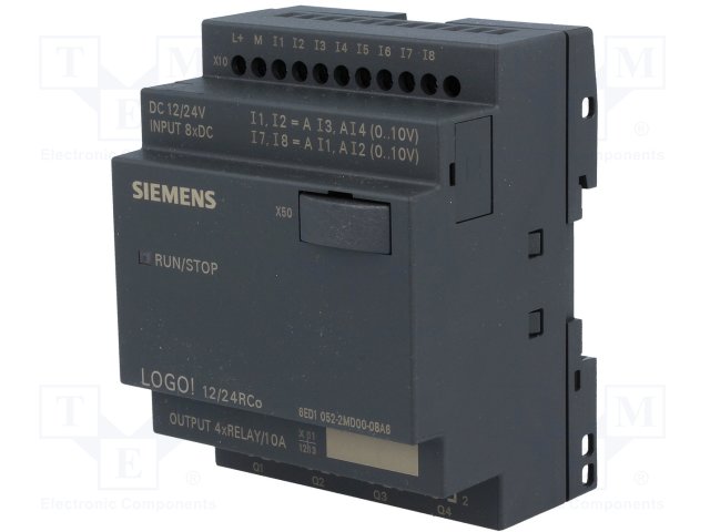 6ED10522MD000BA6 Logo! 12/24Rco, Logic Module Pu/I/O: 12/24V Dc/Relay, 8 Di (4Ai)/4 Do; W/O Display, Memory 200 Blocks, Expandable With Extra Modules