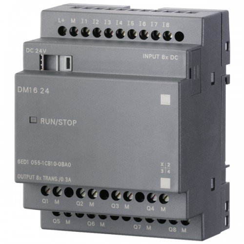 6ED10551CB100BA0 Logo! Dm16 24 Mod. Ampliacion, Al/E/S: 24V Dc/24V Dc/Trans., 8 Ed/8 Sd, 4 Modulos