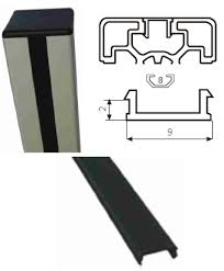 Cubierta ranura 8 tipo-B, negro, PVC, Slot 8, Largo 2m